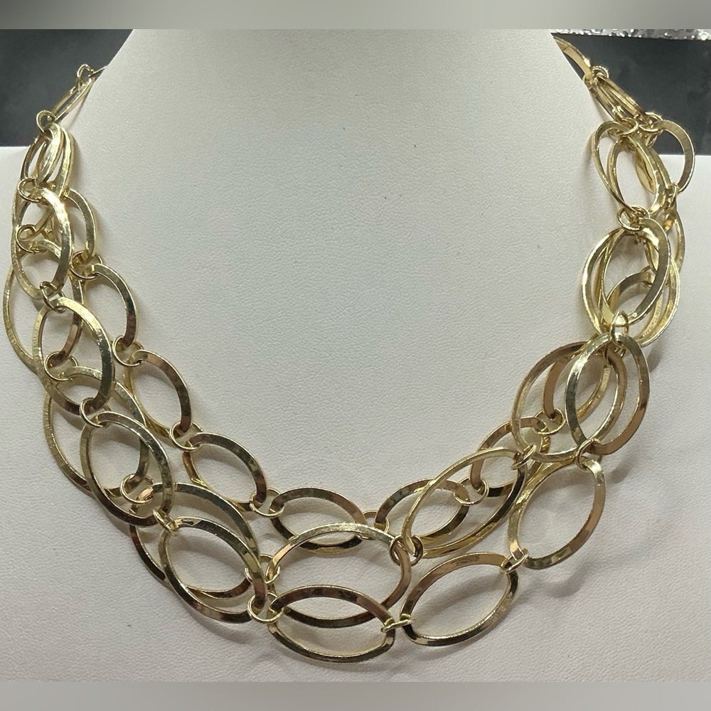 DAISY FUENTES MULTI LAYER LARGE GOLD TONE CHAIN LINK NECKLACE